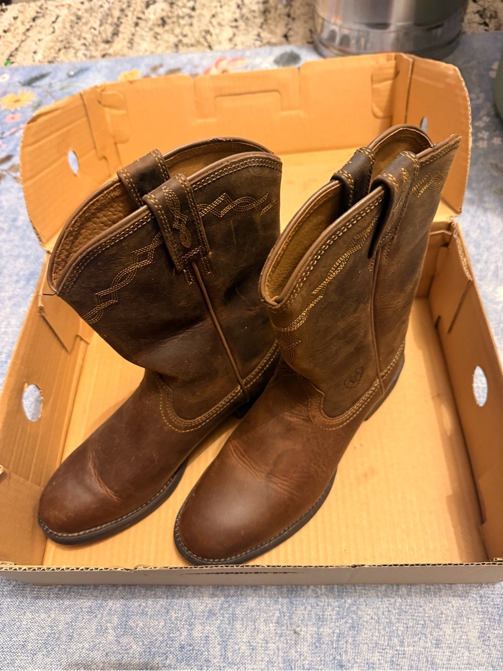 Brown Leather Western Work Boots